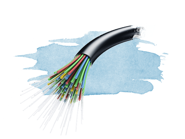 一根光纤电缆被切开，以显示所有嵌套在里面的电缆